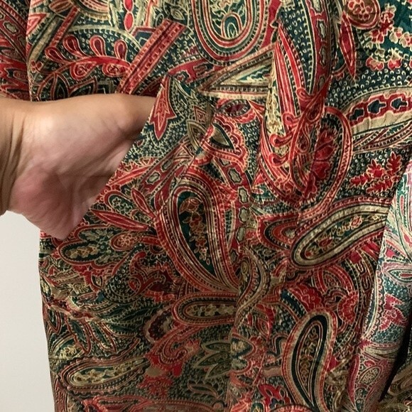Vintage Victoria’s Secret paisley print robe red green gold OS - Picture 7 of 12